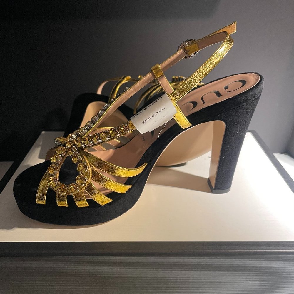 Gucci sand pelle nappa silk high heels - Picture 4 of 11